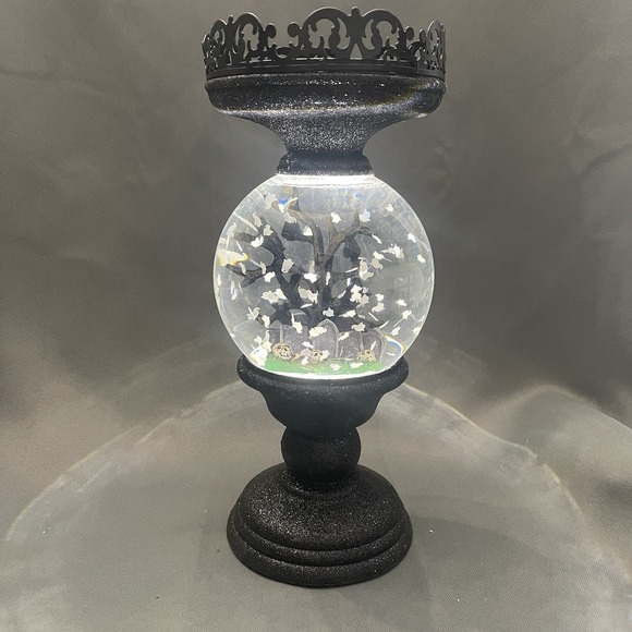 Bath & Body Works Halloween Water Globe Cemetery 3 Wick Candle Holder 2021 VIDEO - Picture 1 of 14